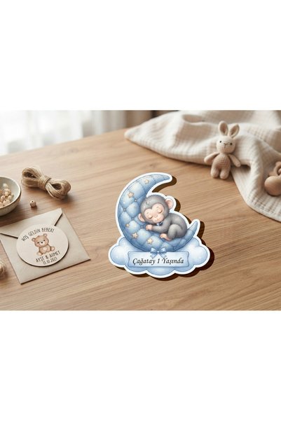 HET Concept 10 Adet Kişiye Özel Ahşap Magnet Bebek Mevlüt, Sünnet, Doğum, Bab...