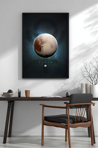 KEYFHOME Portretul sistemului solar Pluton înrămat MDF pictură poster cadou d...