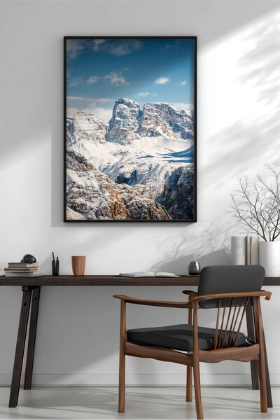 KEYFHOME Tre Cime Panorama 2 Dolomites Peisaj montan Înramat MDF Tablou Poste...