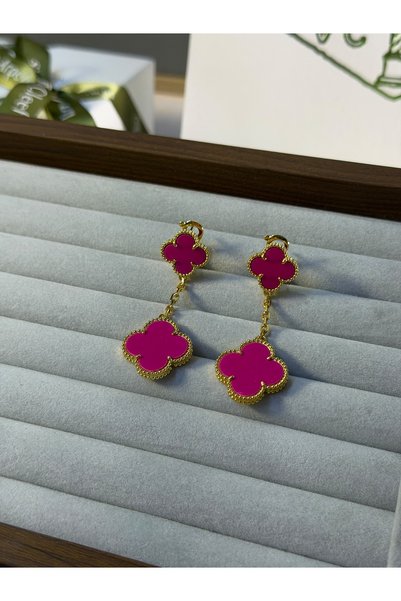 Generic Brand Pink Clover Rose Earring - Master Quality Including Brand Accessories