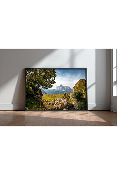 KEYFHOME Val Gardena I Dolomites Peisaj montan Înrămat MDF Tablou Poster Livi...