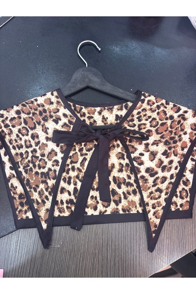 CROCUS DESIGN Model leopard, guler lung până la umeri, bej