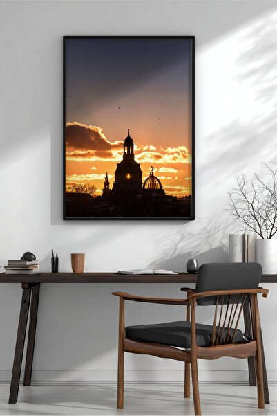 KEYFHOME Dresden Frauenkirche Scenery cu ramă MDF Tablou Poster Living Wall D...