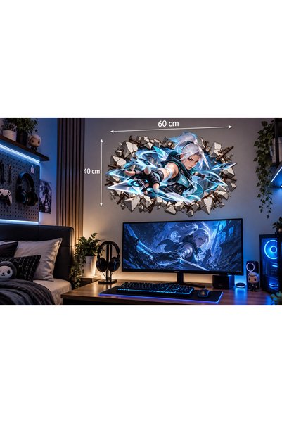 StickerAtölye Valorant jett broken wall sticker 60x40 cm - 3d appearance gami...