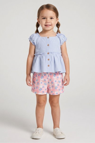 Penelope Mack Toddlers Girl 2 Pieces Graphic Print Top And Shorts Set, Multic...