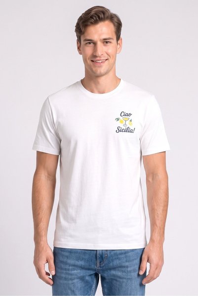 Common People Men Crew Neck Short Sleeve Graphic Print T-Shirt, White