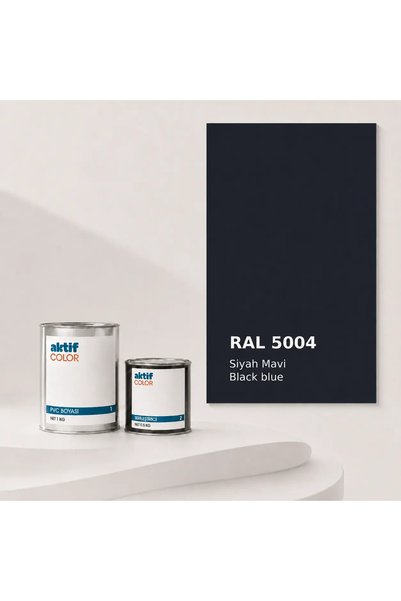 Aktif Color PVC Pimapen ve Alüminyum Doğrama Boyası RAL 5004 Siyah Mavi 1 kg + 500 g Set