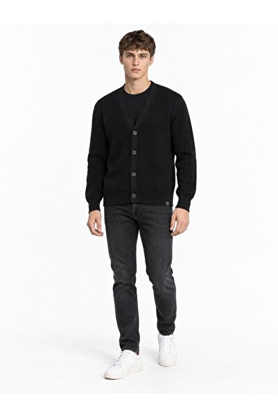 Loft Erkek Siyah Uzun Kol V Yaka Regular Fit Hırka