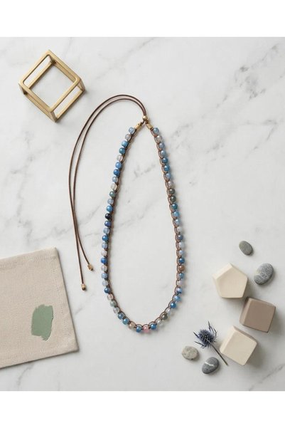 ZEY Special Design Blue Natural Stone Adjustable Steel Tip Women's Necklace