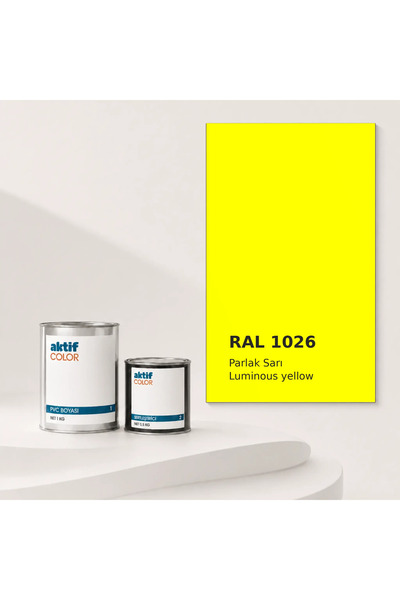 Aktif Color PVC Pimapen ve Alüminyum Doğrama Boyası RAL 1026 Parlak Sarı 1 kg + 500 g Set