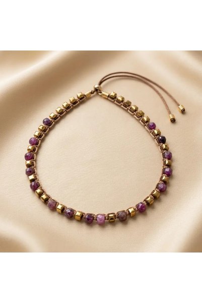 ZEY Emerald and Hematite Natural Stone Adjustable Steel Tip Special Design Women's Necklace