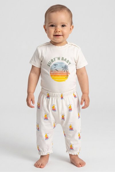 AIKO Toddlers Girl 2 Pieces Graphic Print Bodysuits And Pants Set, White