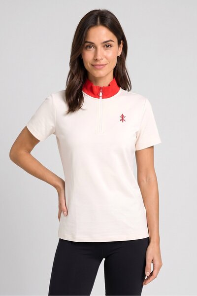 Anta Women Regular Fit Short Sleeve Outdoor Polo Shirt, Cream