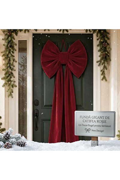 UnderShop Velvet Red Christmas Decorative Bow 50x150cm
