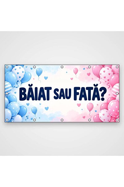 ShopPrint Banner Gender reveal Băiat sau fată? – roz și bleu, 150x75 cm, fron...