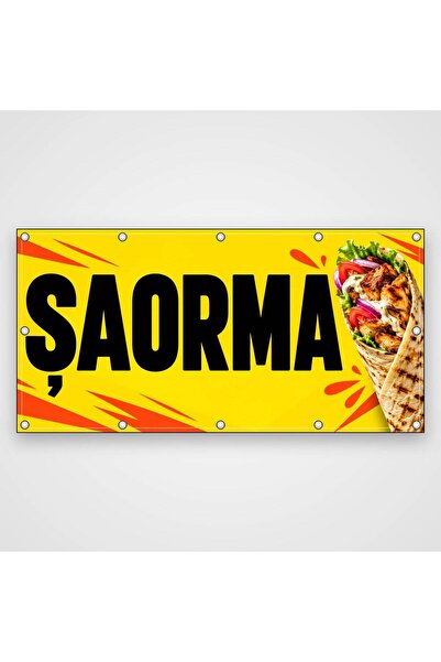ShopPrint Banner Șaorma – fast food, 100x50 cm, frontlit cu tiv și capse