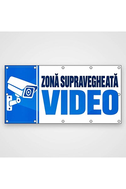 ShopPrint Banner Zonă supravegheată video – cameră, 150x75 cm, frontlit cu ti...