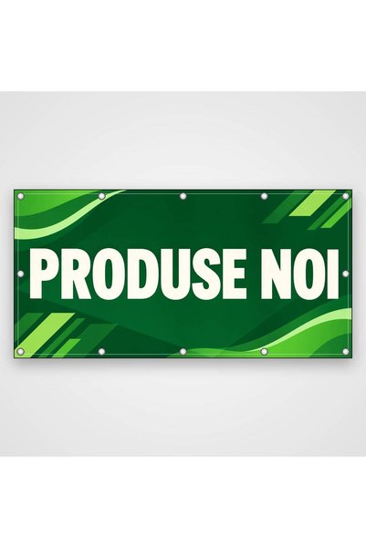 ShopPrint Banner Produse noi – verde modern, 200x100 cm, frontlit cu tiv și c...