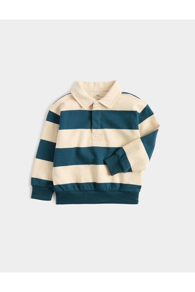 Marks & Spencer Çizgili Saf Pamuklu Rugby Sweatshirt