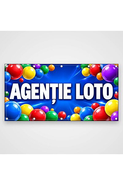 ShopPrint Banner Agenție loto – bile colorate, 100x50 cm, frontlit cu tiv și ...