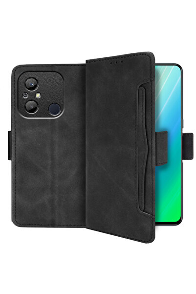 XGSM Husă tip carte pentru Xiaomi Redmi 12C, cu slot pentru card, negru