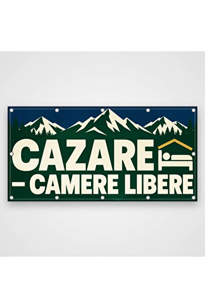 ShopPrint Banner Cazare – camere libere la munte, 150x75 cm, frontlit cu tiv ...