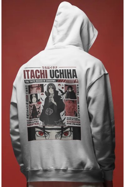SEVBANO Hanorac premium oversize unisex cu imprimeu frontal Itachi Uchiha Nar...