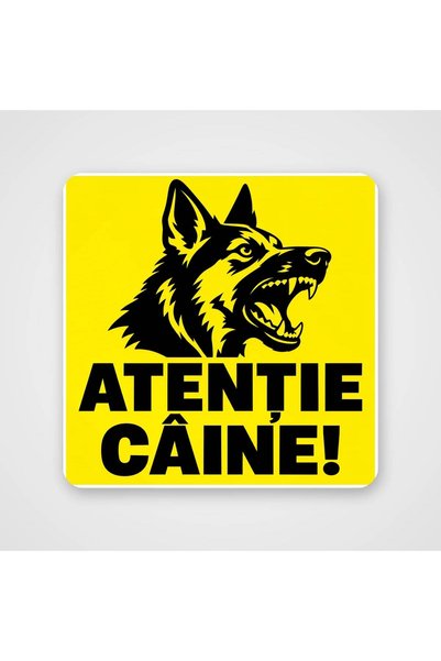 ShopPrint Autocolant Atenție câine! – galben și negru, 30x30 cm, folie autoco...