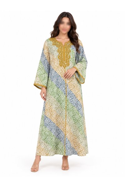 White colour Women's Long Loose Floral Patterned Embroidered Elegant Dress Ja...