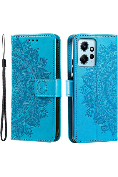 XGSM Husă tip carte pentru Xiaomi Redmi Note 12 4G, Mandala, albastru