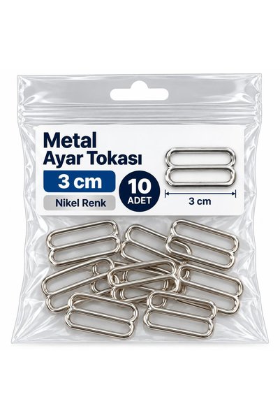 Mg Aksesuar Paracord Accessory Bag Making Metal Adjustment Buckle 3 cm Nickel Color * 10 Pcs