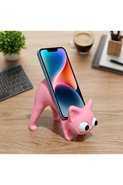 3DMakineSepeti Sevimli Kedi Figürlü Telefon Standı – Masaüstü Telefon Tutucu ...