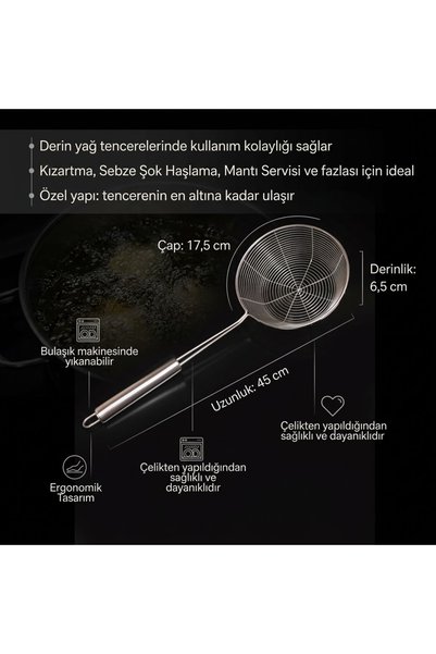 Hane216 Steel Deep Oil Colander Oil Strainer Frying Colander Diameter 17.5 cm...