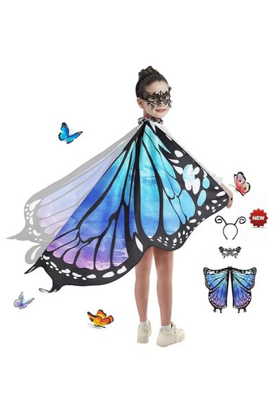 GGEROU Halloween Butterfly Wings Costume for Girls Butterfly Cape for Kid Fai...