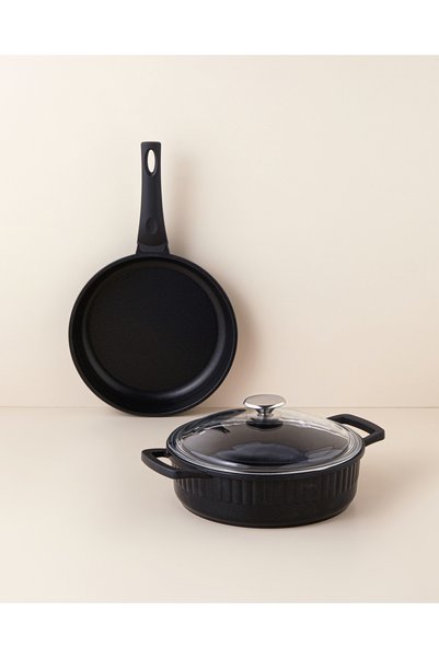 English Home Prime Classic Premium Döküm 3 Parça Tencere-Tava Seti 26-26 cm S...