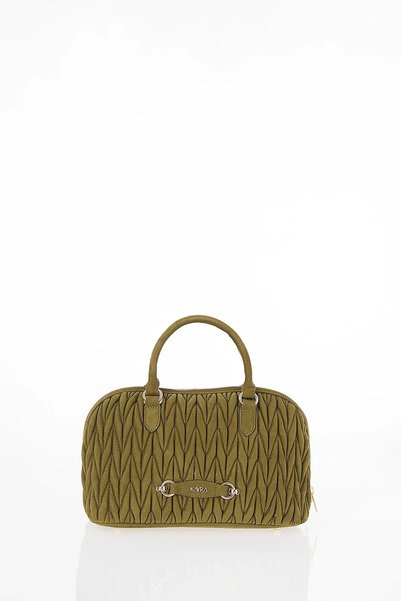 Kayra Drawstring Stitched Handbag Khaki