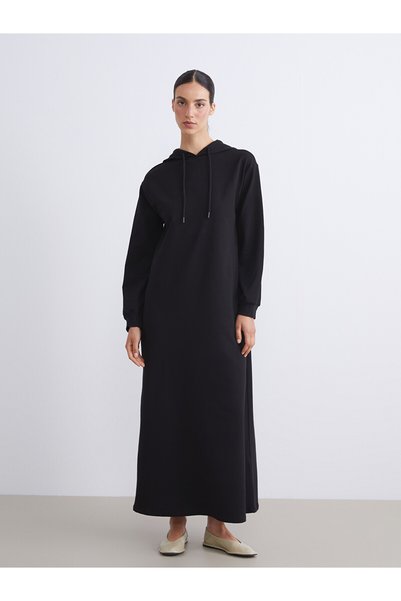 LC Waikiki NEVAVM Farkıyla LCW Modest فستان أسود طويل فضفاض وواسع بقلنسوة و2 ...