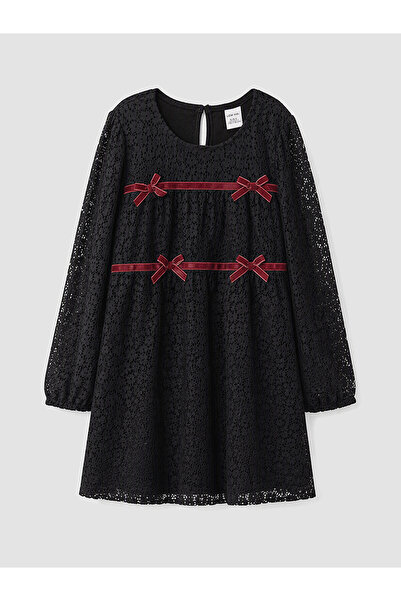 LC Waikiki Lcw Kids Black Lace Plain Girl's Dress with Nevavm Difference