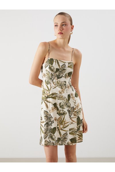 LC Waikiki Nevavm with a Difference Lcw Vision Green Linen Blended Floral Nar...
