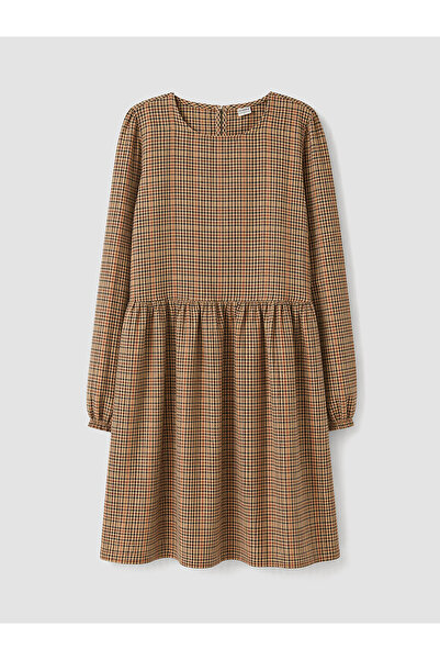 LC Waikiki Lcw Kids Brown Plaid Girl's Dress with Nevavm Difference