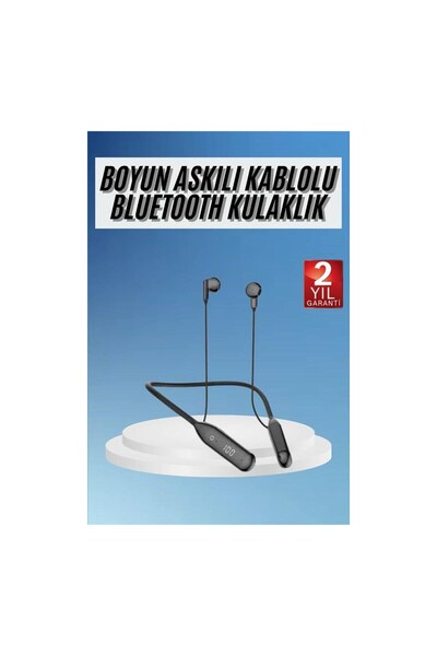 60 Saat Kablolu Boyun Askılı Dijital Göstergeli Bluetooth Kulaklığı Yeni Nesil