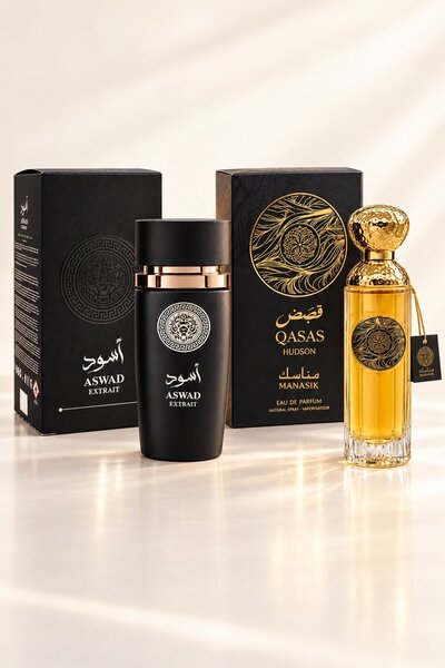 OEM Set 2 parfumuri arăbești 2x100 ml – Esențe Regale: Aswad Extrait, Qasas H...