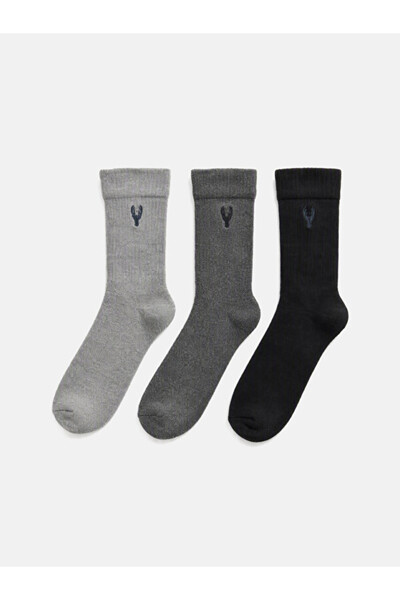 LC Waikiki Esvab • Modern & Distinctive Embroidered Men's Socks 3-Pack