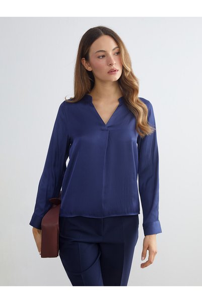 LC Waikiki Nevavm with a Difference Lcwaikiki Classic Navy Blue Satin Plain S...