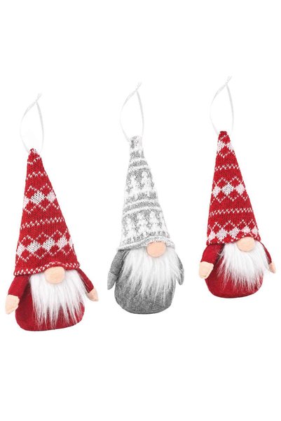 vidaxl Set de gnomi șezători 3 buc. Roșu și gri 10 x 18 cm Poliester