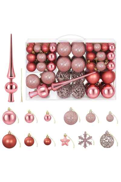 vidaxl Set de globuri de Crăciun 111 buc. Roz trandafiriu 6 cm