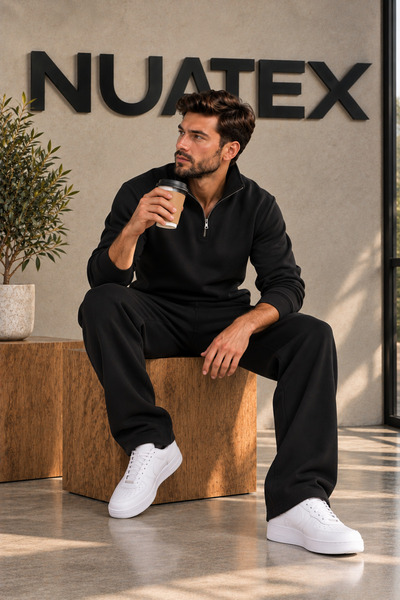NUATEX 3 Thread Half Zipper Inside Lined Regular Fit Bottom and Top Tracksuit...