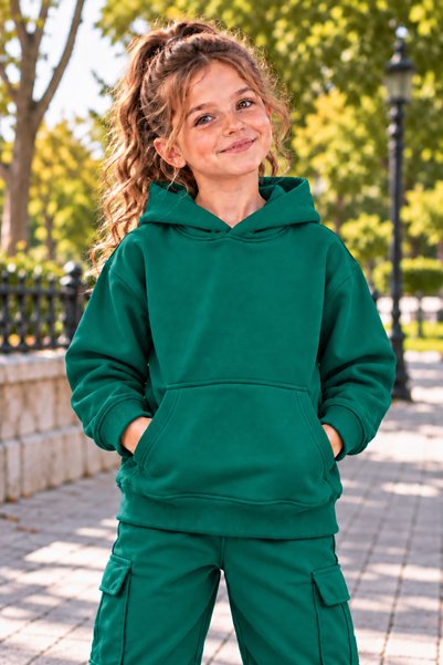 DAXİS Sportwear Company Girls' Hooded Oversized Sweatshirt with Kangaroo Pocket