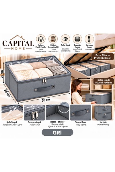 Capital Home BAZA ALTI DOLAP İÇİ ÇOK AMAÇLI DÜZENLEYİCİ HURÇ + SAKLAMA KUTUSU...
