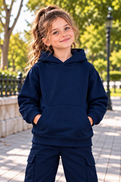 DAXİS Sportwear Company Girls' Hooded Oversized Sweatshirt with Kangaroo Pocket